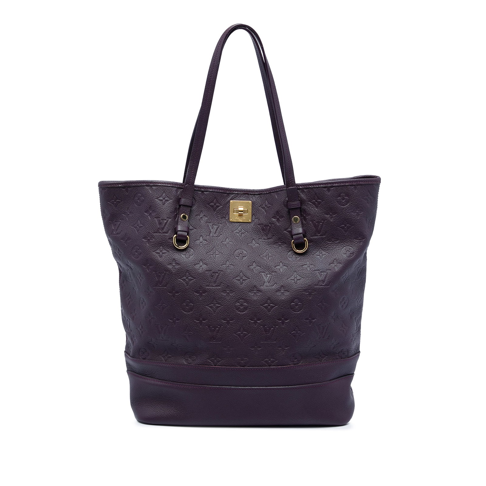 Louis Vuitton Citadine PM Monogram Empreinte Leather Tote Purple: Louis Vuitton Citadine PM Monogram Empreinte Leather Tote Purple Louis Vuitton Monogram Empreinte Citadine PM tote bag in purple leather with flat leather handles, a top turn-lock closure, and an inte