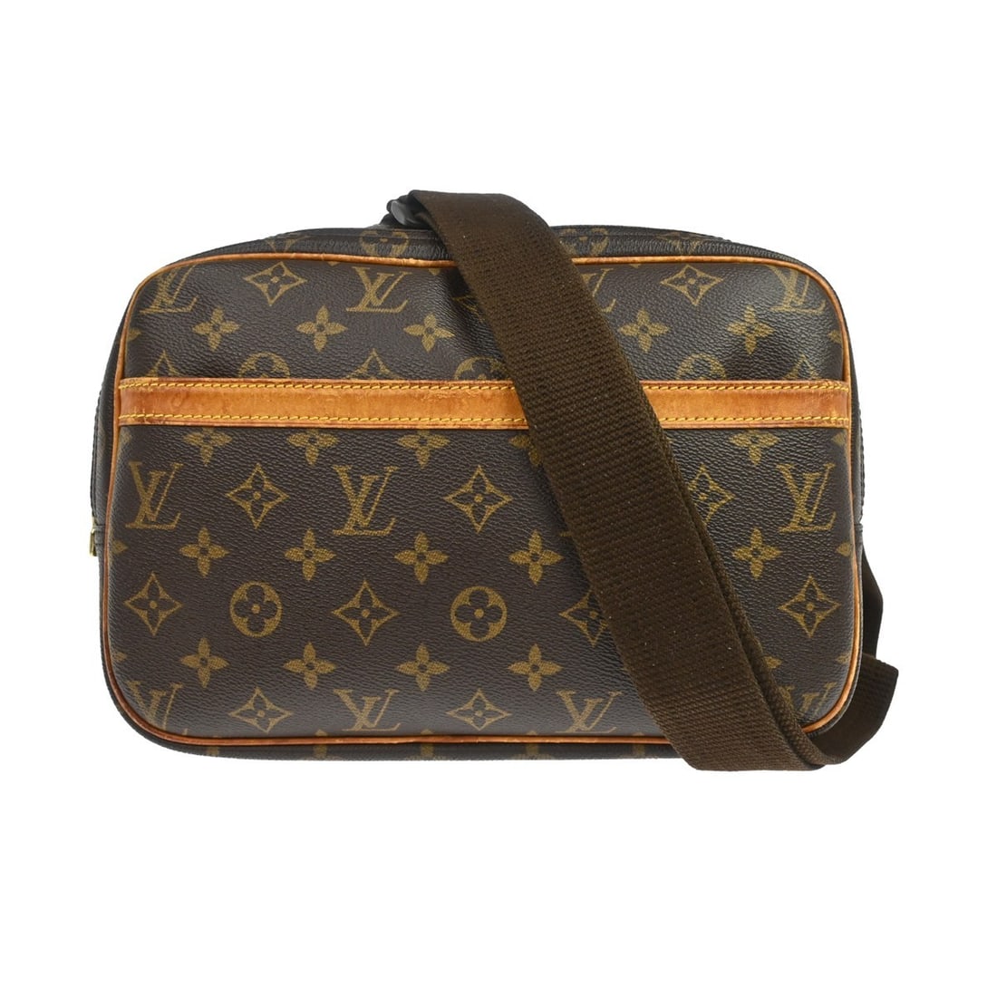 Louis Vuitton Reporter Unisex Brown Canvas Shoulder Bag: Louis Vuitton Reporter Unisex Brown Canvas Shoulder Bag Louis Vuitton Reporter shoulder bag in brown monogram canvas. This unisex bag is made in France and shows fair overall condition with visible we