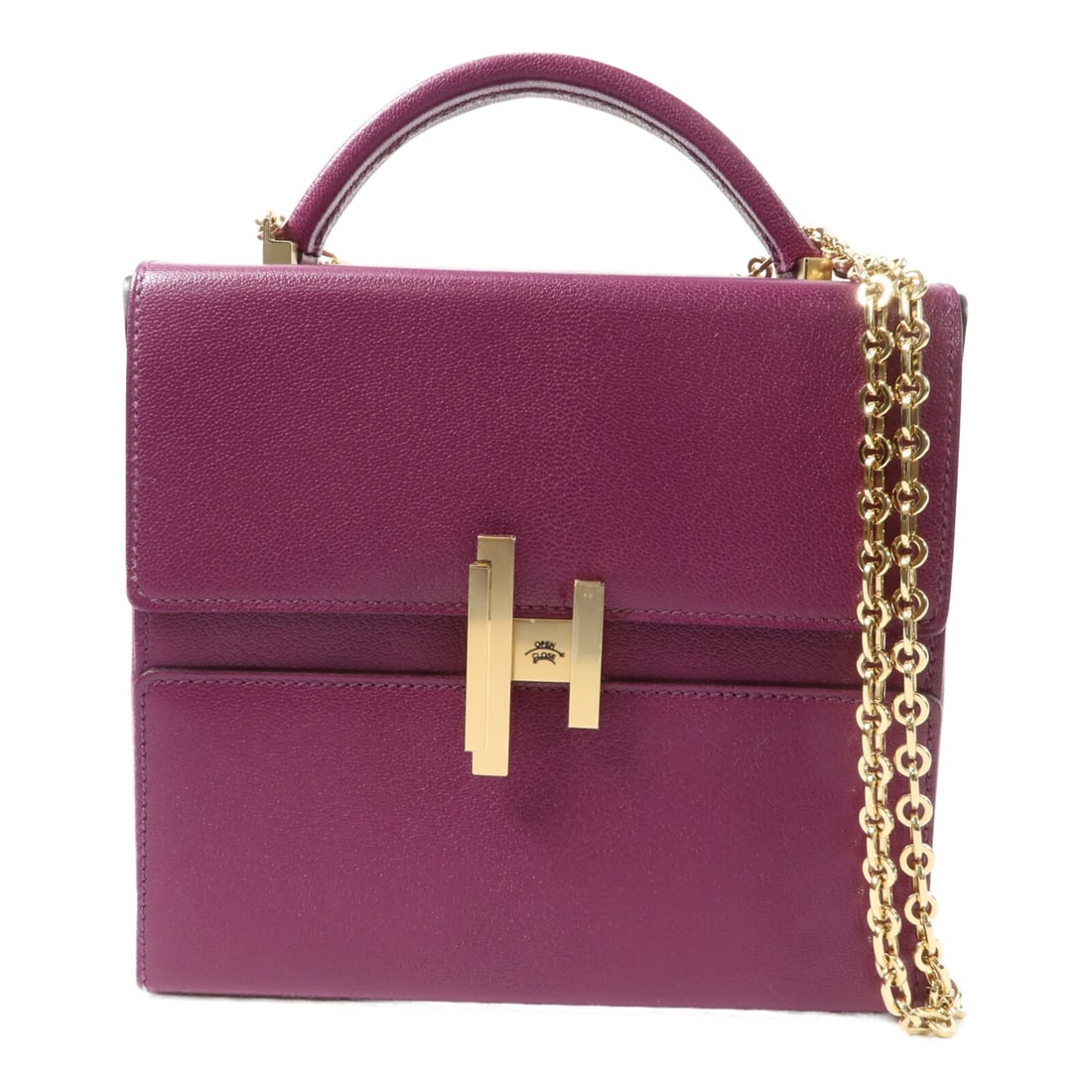 Hermes Cinhetic Box 2 Way Shoulder Bag Chevre Leather Anemone (1 of 13)