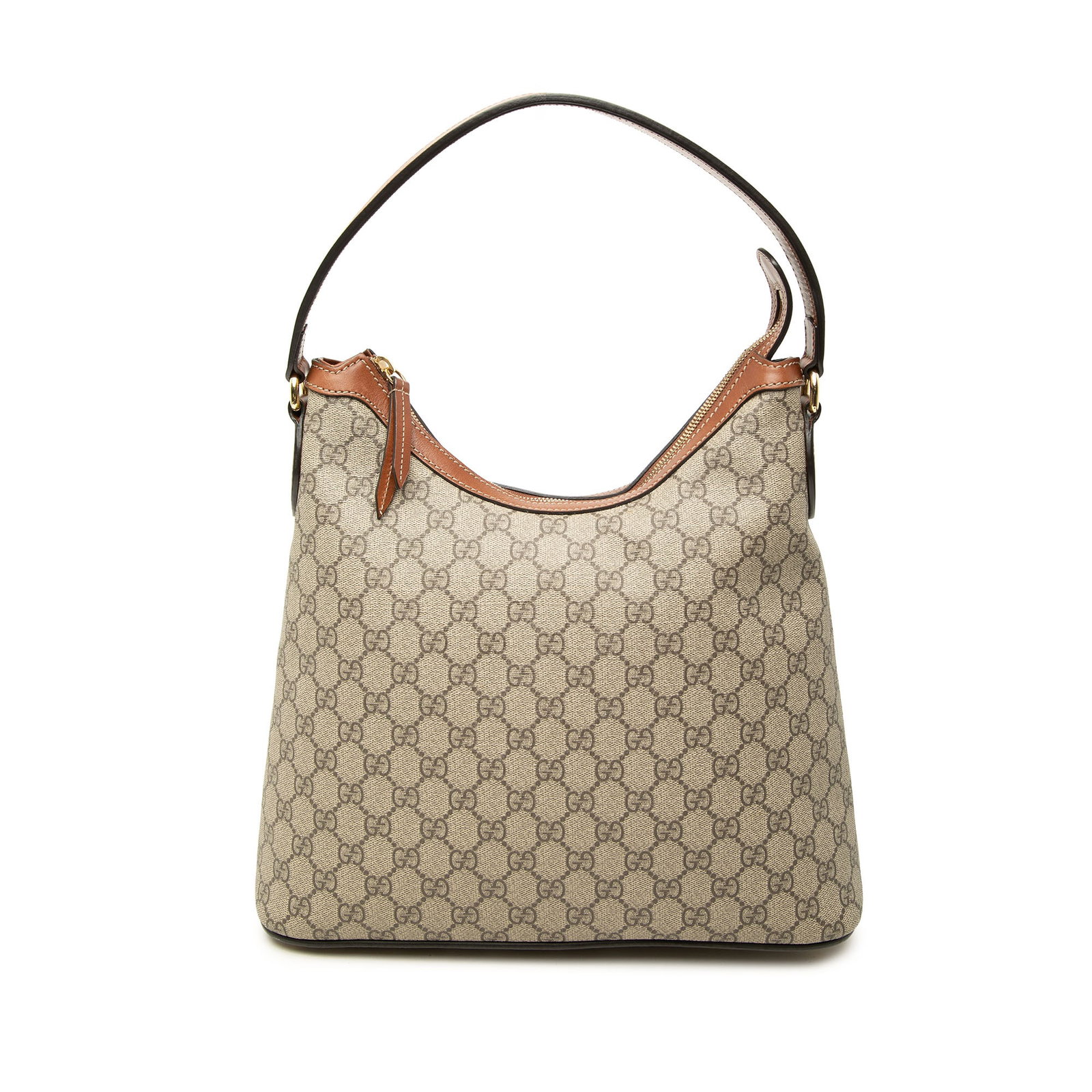 Gucci GG Supreme Linea A coated canvas satchel: Gucci GG Supreme Linea A coated canvas satchel Gucci GG Supreme Linea A satchel crafted with a coated canvas body and leather trim. The bag features a flat leather top handle, a detachable flat leathe