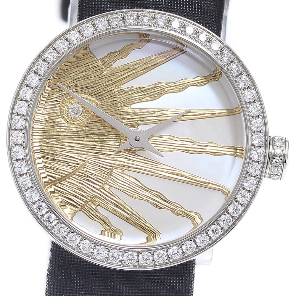 Dior La Dior Rose Celeste Womens Quartz Watch Ref CD04711X1001: Dior La Dior Rose Celeste Womens Quartz Watch Ref CD04711X1001 Dior La Dior Rose Celeste women's wristwatch with a quartz movement and diamond bezel. This Swiss-made watch features a silver dial and i