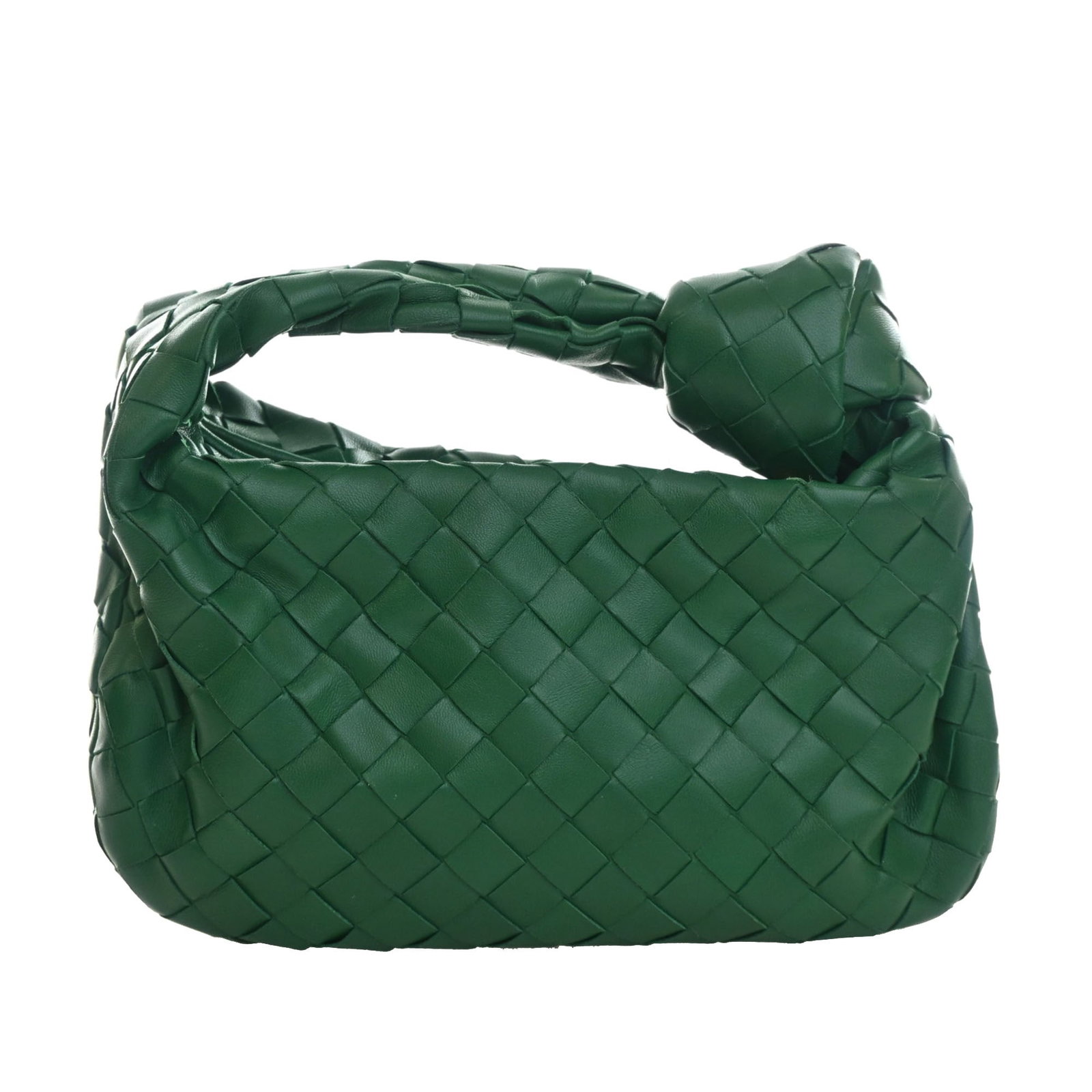 Bottega Veneta Mini Jodie Intrecciato Nappa Leather Bag: Bottega Veneta Mini Jodie Intrecciato Nappa Leather Bag The Bottega Veneta Mini Nappa Intrecciato Jodie is a green leather bag with the brand's signature woven construction. It features a woven leathe