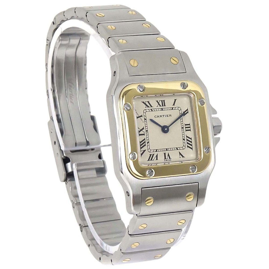 Cartier Santos Galbee SM quartz wristwatch 18KYG stainless steel (1 of 10)