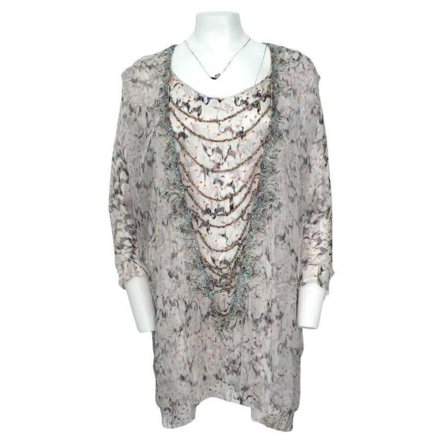Nina Ricci Beaded Silk Tunic Blouse Abstract Multicolor Size 38 (1 of 9)