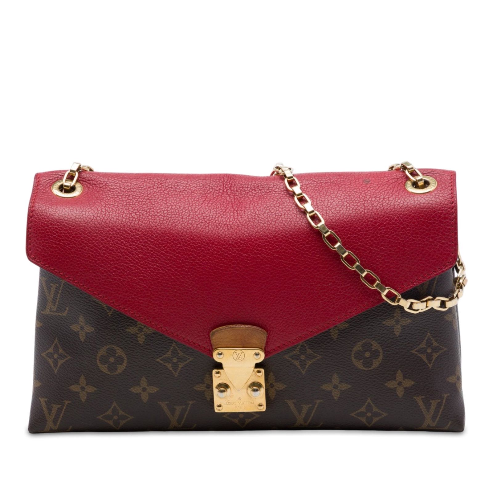 Louis Vuitton Pallas Chain Monogram Shoulder Bag Brown: Louis Vuitton Pallas Chain Monogram Shoulder Bag Brown Louis Vuitton Monogram Pallas Chain shoulder bag with a monogram canvas body, chain link straps, and a leather front flap with S-lock closure. Th