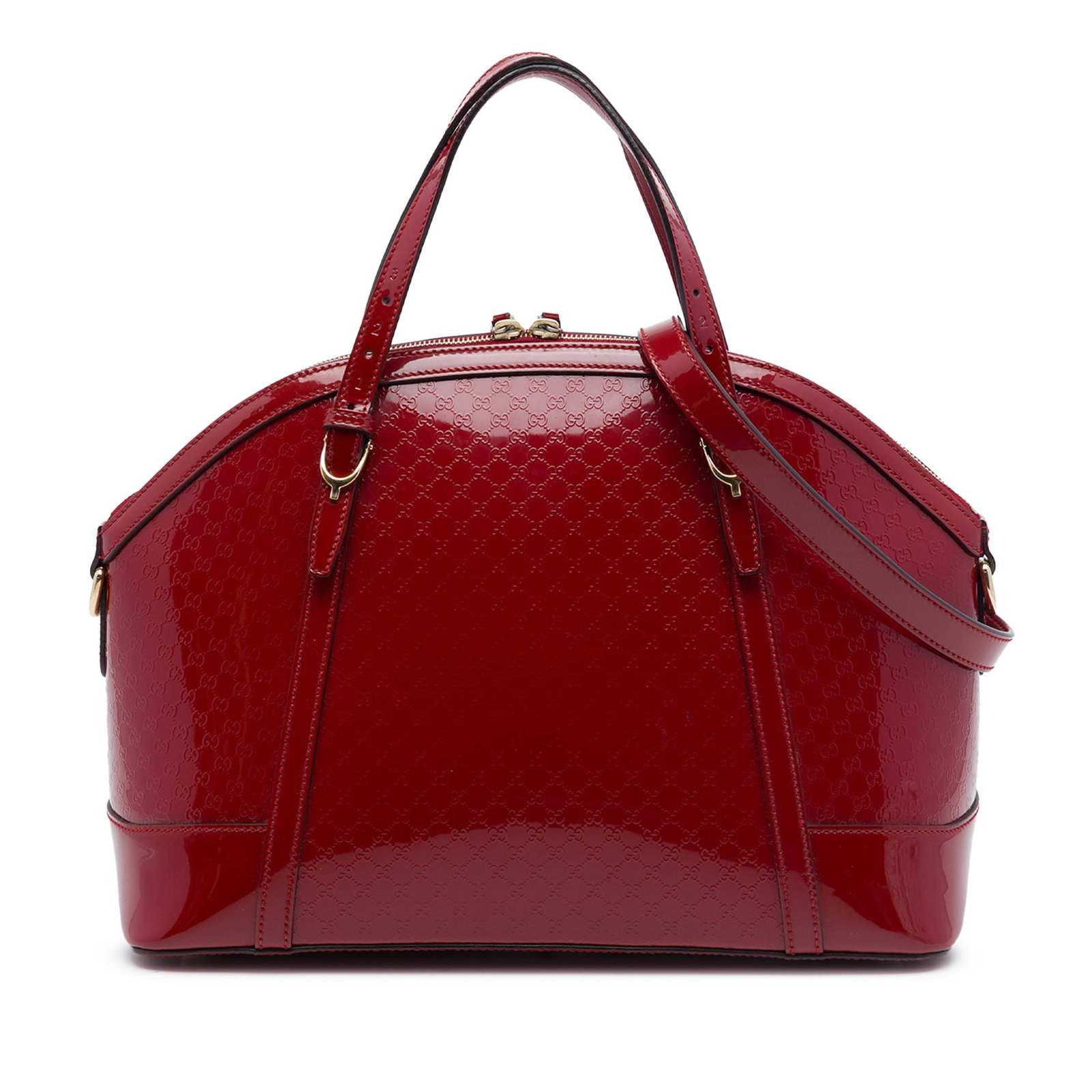 Gucci Nice Dome Large Microguccissima Patent Leather Satchel Red (1 of 6)