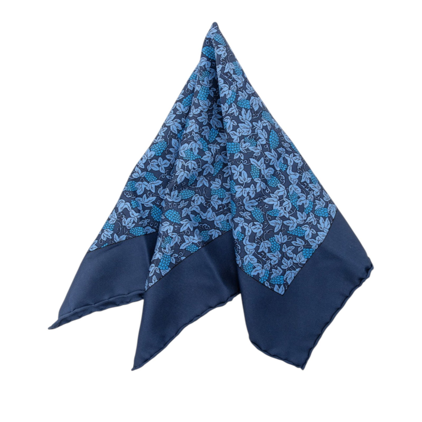 Hermes Grape Vines Blue Silk Pocket Scarf (1 of 5)