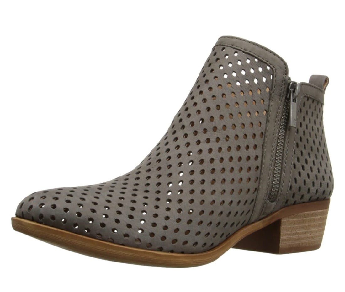 Lucky Brand Basel3 Women's Nubuck Ankle Booties Dark Stone 6.5M: Lucky Brand Basel3 Women's Nubuck Ankle Booties Dark Stone 6.5M Lucky Brand Basel3 women's ankle booties in dark stone nubuck with an allover perforated design. This pull-on style features dual side z