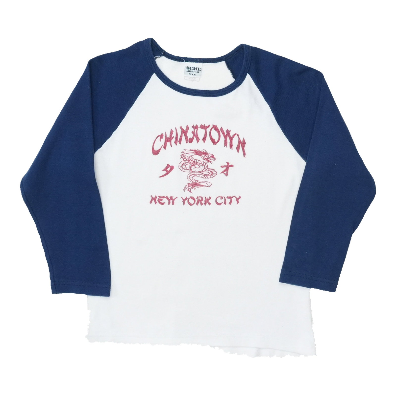 Vintage 1980s NYC Chinatown raglan shirt cotton blend (1 of 4)