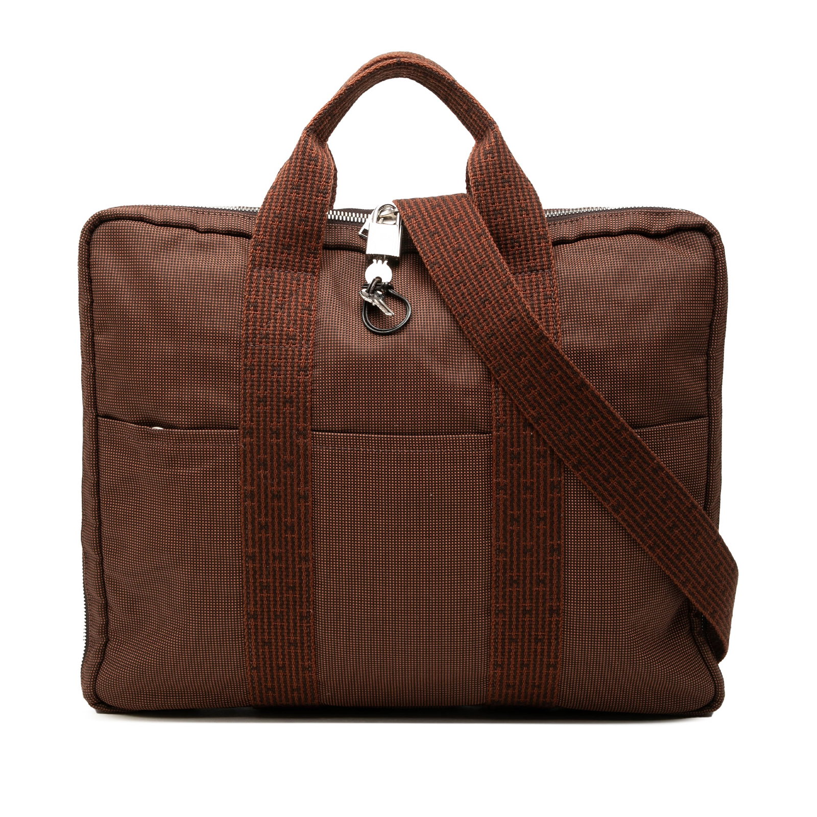 Hermes Herline Porte Documents Canvas Briefcase Brown (1 of 6)