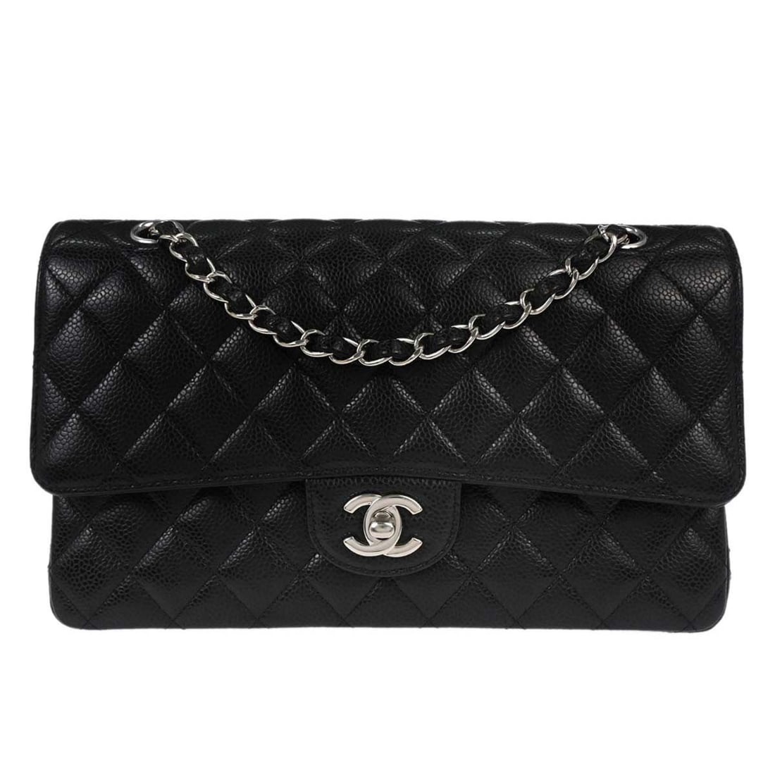 CHANEL Classic Double Flap Medium Black Calfskin Shoulder Bag (1 of 18)