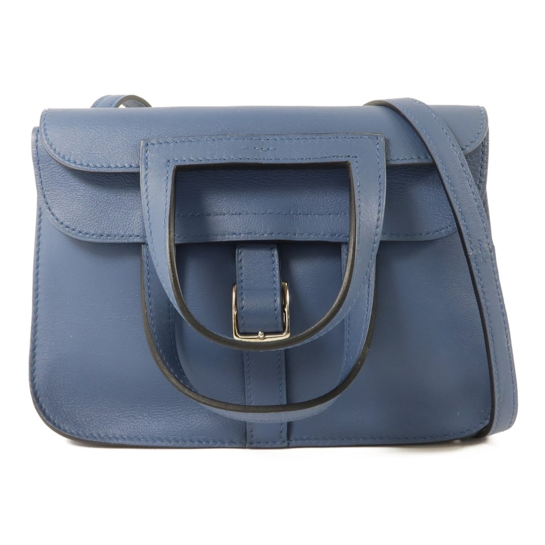 Hermes Mini Halzan 2 Way Shoulder Bag Swift Calfskin Bleu Agate PHW (1 of 18)