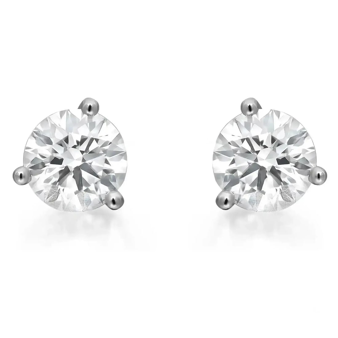 Rachel Koen 14K White Gold Diamond Stud Earrings 0.85 CTW Lab Grown: Rachel Koen 14K White Gold Diamond Stud Earrings 0.85 CTW Lab Grown Pre-owned stud earrings crafted in 14k white gold and set with a pair of round cut lab-grown diamonds in a three-prong setting. The 