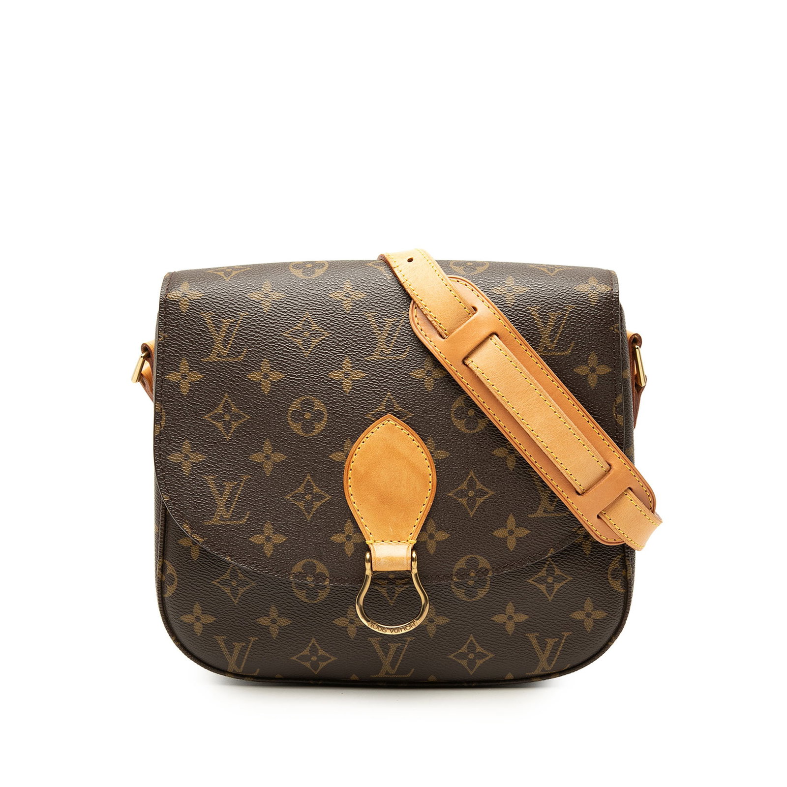 Louis Vuitton Saint Cloud GM Monogram Shoulder Bag: Louis Vuitton Saint Cloud GM Monogram Shoulder Bag Louis Vuitton Monogram Saint Cloud GM shoulder bag crafted with a monogram canvas body and a flat vachetta leather strap. The design includes a front