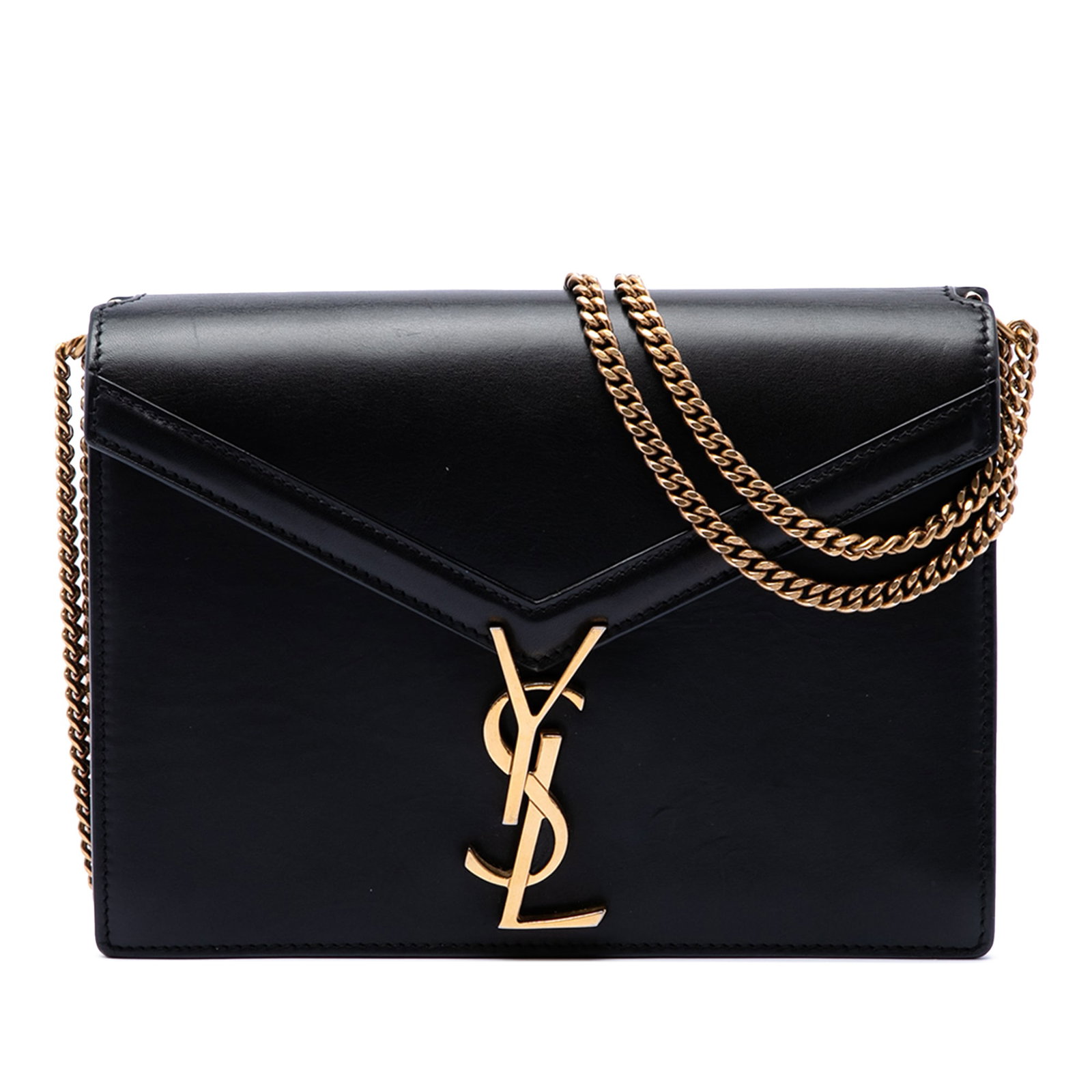 Saint Laurent Cassandra Monogram Leather Shoulder Bag Black: Saint Laurent Cassandra Monogram Leather Shoulder Bag Black A Saint Laurent Cassandra clasp bag crafted in smooth calfskin leather with the signature front flap and metal YSL logo. This black bag feat