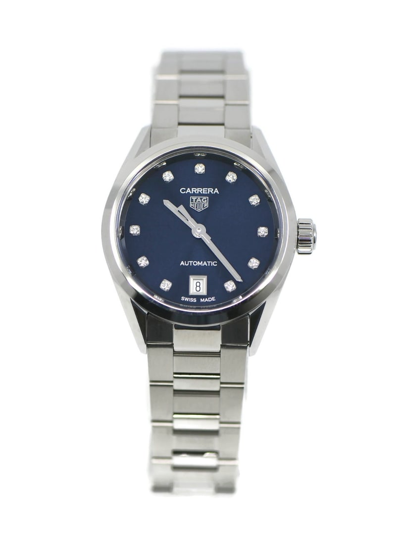 TAG Heuer Carrera WBN2413 Womens Stainless Steel Diamond Watch: TAG Heuer Carrera WBN2413 Womens Stainless Steel Diamond Watch Tag Heuer Carrera women's wristwatch with a polished stainless steel case and bracelet. This pre-owned automatic watch features a round 2