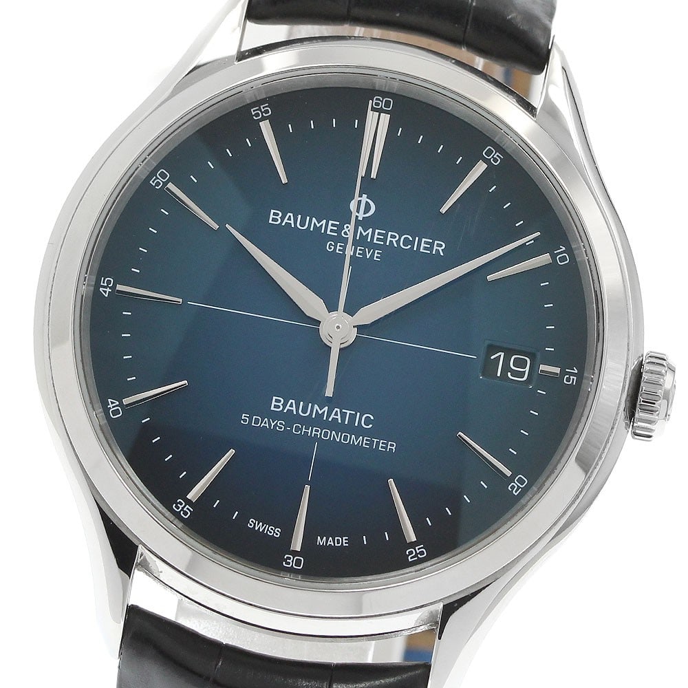 Baume and Mercier Clifton Baumatic automatic date mens wristwatch M0A10467: Baume and Mercier Clifton Baumatic automatic date mens wristwatch M0A10467 Baume & Mercier Clifton Baumatic men's automatic wristwatch with date display. This Swiss-made watch features a stainless ste