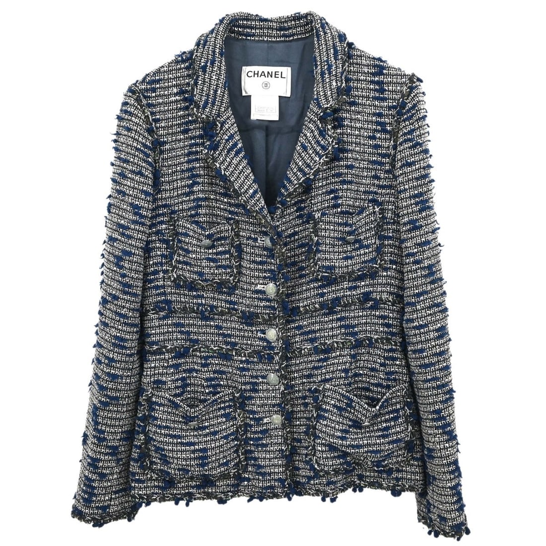 Chanel Blue Tweed Sequin Jacket Women's Size 38 France (1 of 15)