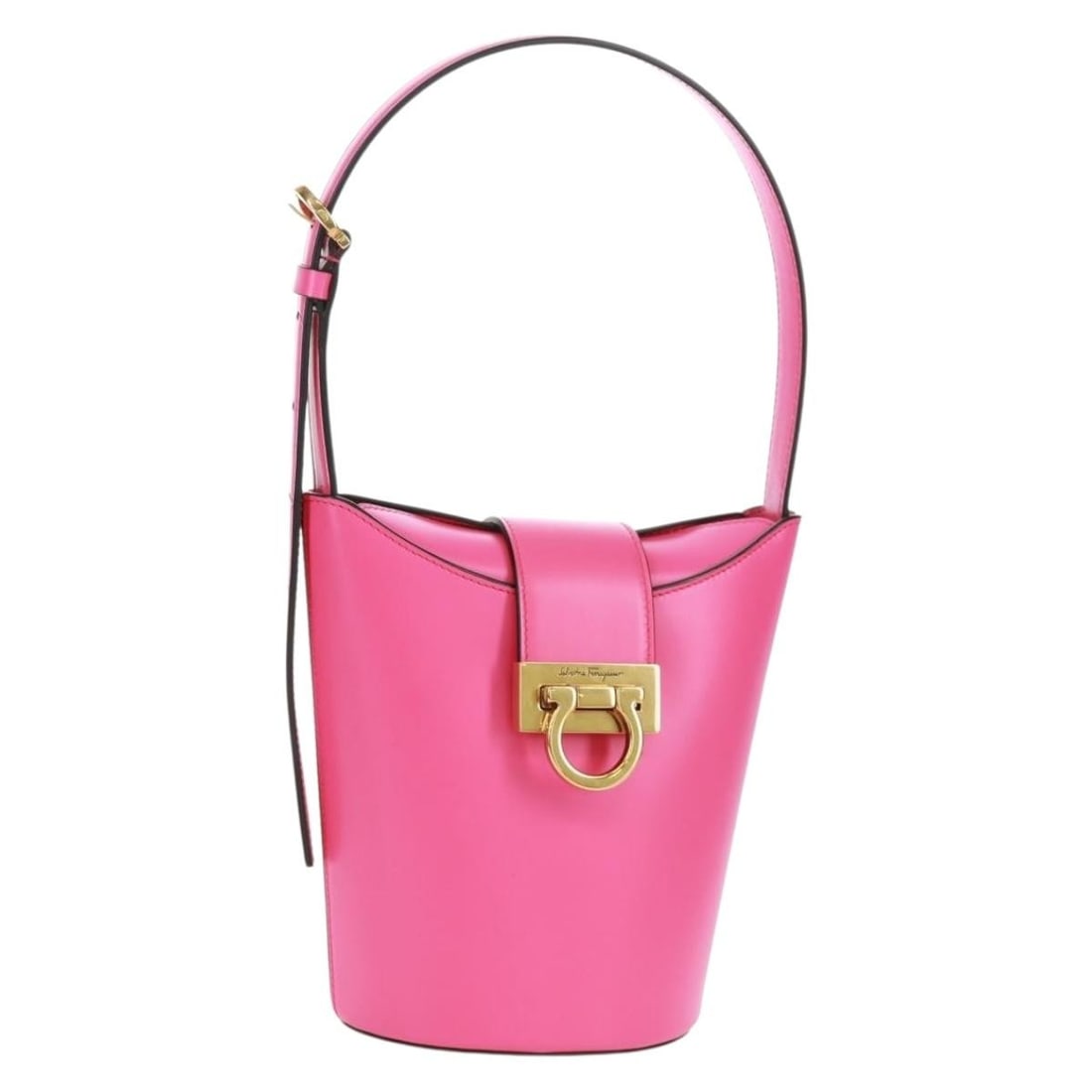 Leather Shoulder Bag Salvatore Ferragamo Gancini Pink Gold Tone (1 of 18)