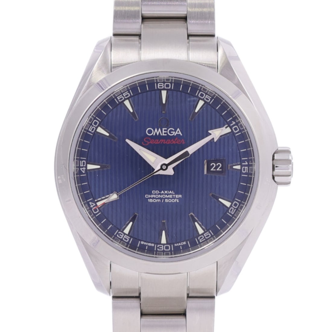 OMEGA Aqua Terra Seamaster wristwatch 522.10.34.20.03.001 blue steel: OMEGA Aqua Terra Seamaster wristwatch 522.10.34.20.03.001 blue steel OMEGA Seamaster Aqua Terra London Olympic Limited Edition wristwatch with a blue dial and stainless steel case and bracelet. This a