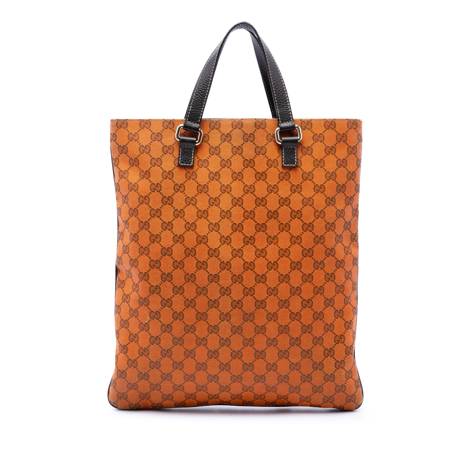 Gucci GG Canvas Tote Bag Orange Fabric Leather Trim (1 of 6)