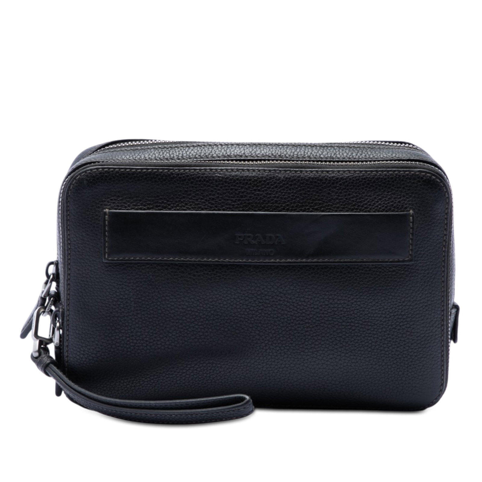 Prada Vitello Daino black leather wristlet clutch bag (1 of 6)