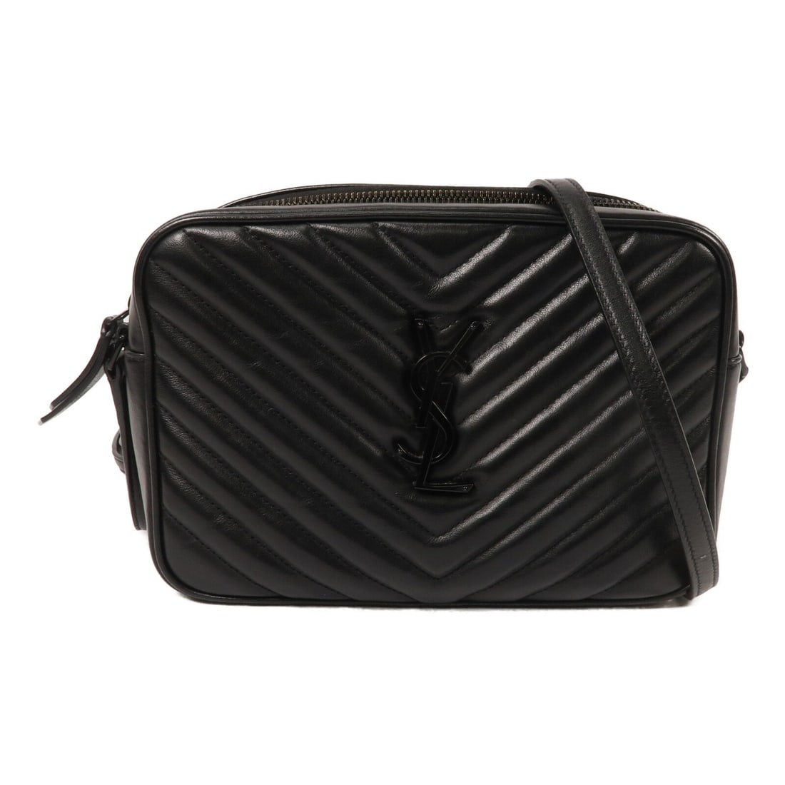 YVES SAINT LAURENT Lou Camera Shoulder Bag Black Calfskin VIR.612544: YVES SAINT LAURENT Lou Camera Shoulder Bag Black Calfskin VIR.612544 Yves Saint Laurent Lou Camera shoulder bag in black calfskin with a compact silhouette and adjustable shoulder strap. The bag featu