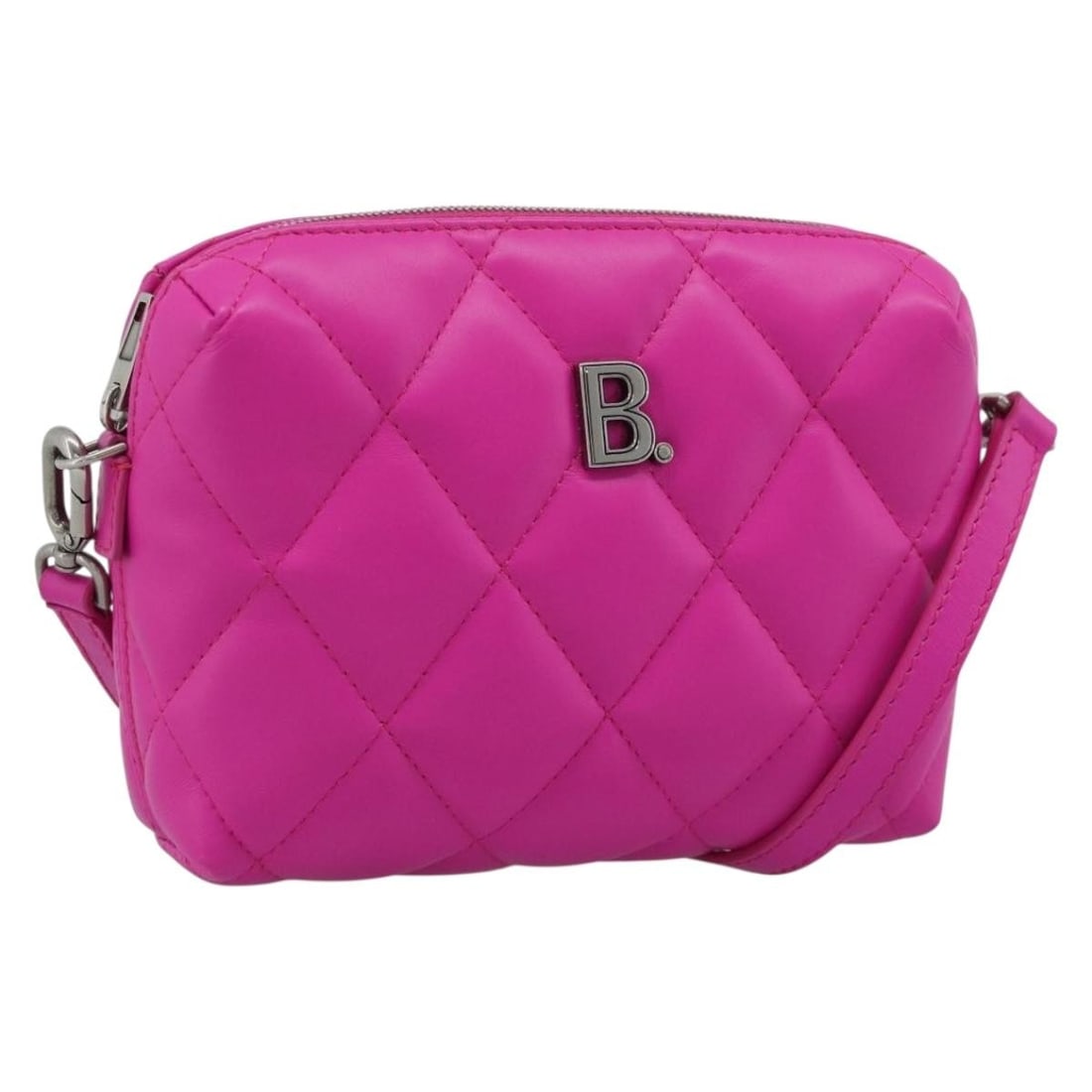 BALENCIAGA 618080 Leather Shoulder Bag Purple Silver Tone: BALENCIAGA 618080 Leather Shoulder Bag Purple Silver Tone Balenciaga shoulder bag in purple leather with silver-tone accents. This women's bag is made in Italy and features a compact silhouette with a