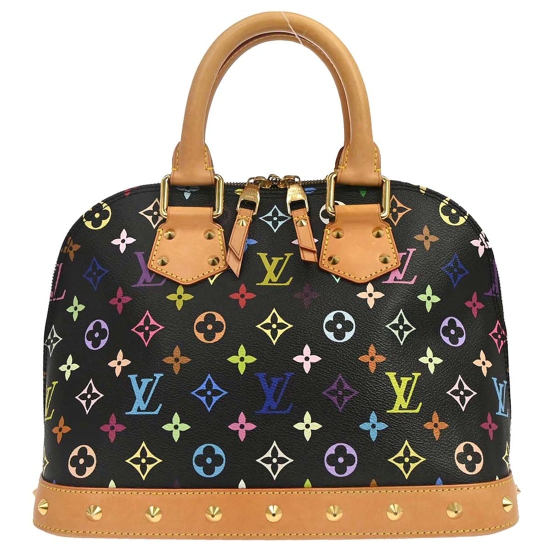 Louis Vuitton Alma PM Black Monogram Multicolor Satchel M40444: Louis Vuitton Alma PM Black Monogram Multicolor Satchel M40444 Louis Vuitton Alma PM handbag in black Monogram Multicolor canvas with leather trim. This women's medium handbag features a zip closure a