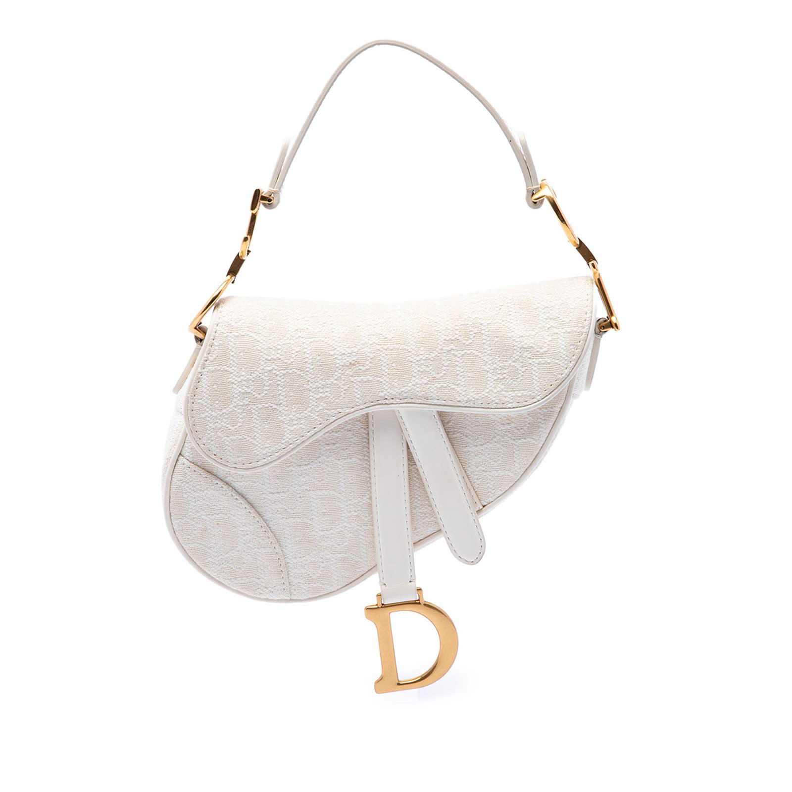 Dior Saddle Bag Mini Oblique Embroidered Canvas White (1 of 6)
