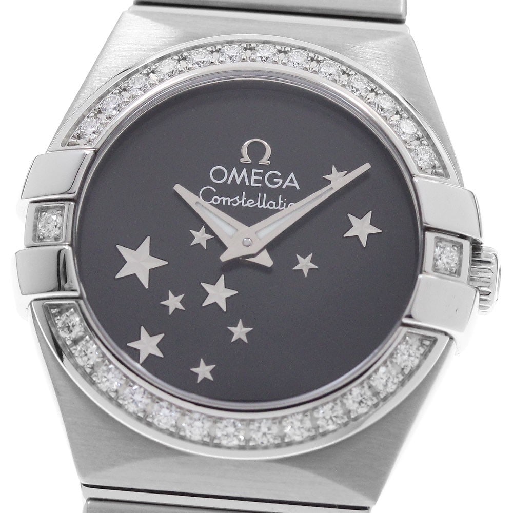 OMEGA Constellation Brushed Ladies Quartz Watch Ref 123.15.24.60.01.001: OMEGA Constellation Brushed Ladies Quartz Watch Ref 123.15.24.60.01.001 Omega Constellation Brushed ladies wristwatch with a black dial and quartz movement. The stainless steel case and bracelet show 