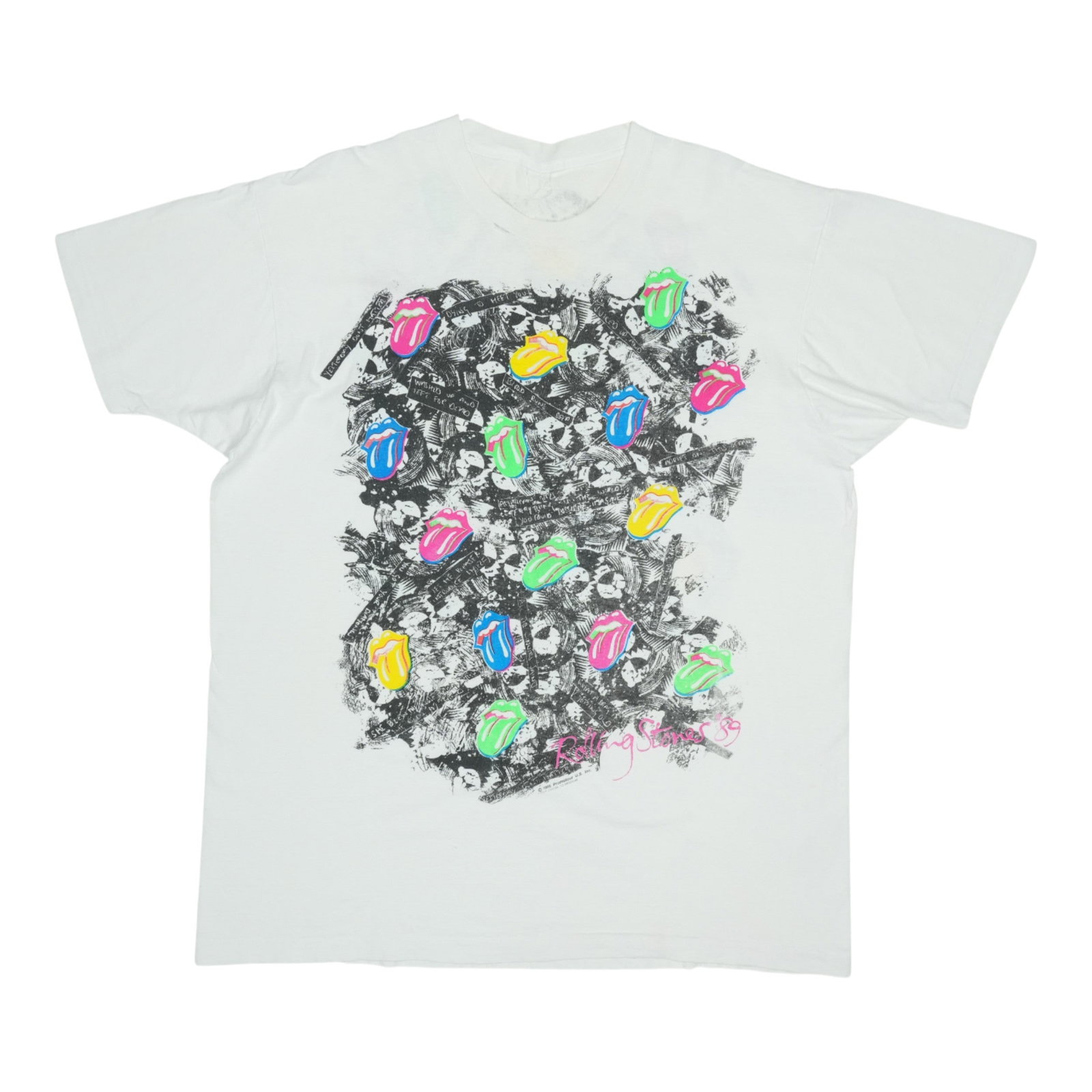 Rolling Stones Steel Wheels 1989 vintage white cotton T shirt: Rolling Stones Steel Wheels 1989 vintage white cotton T shirt Original vintage 1989 Rolling Stones Steel Wheels shirt with front and back graphics. This is a true vintage shirt, not a modern reproduct