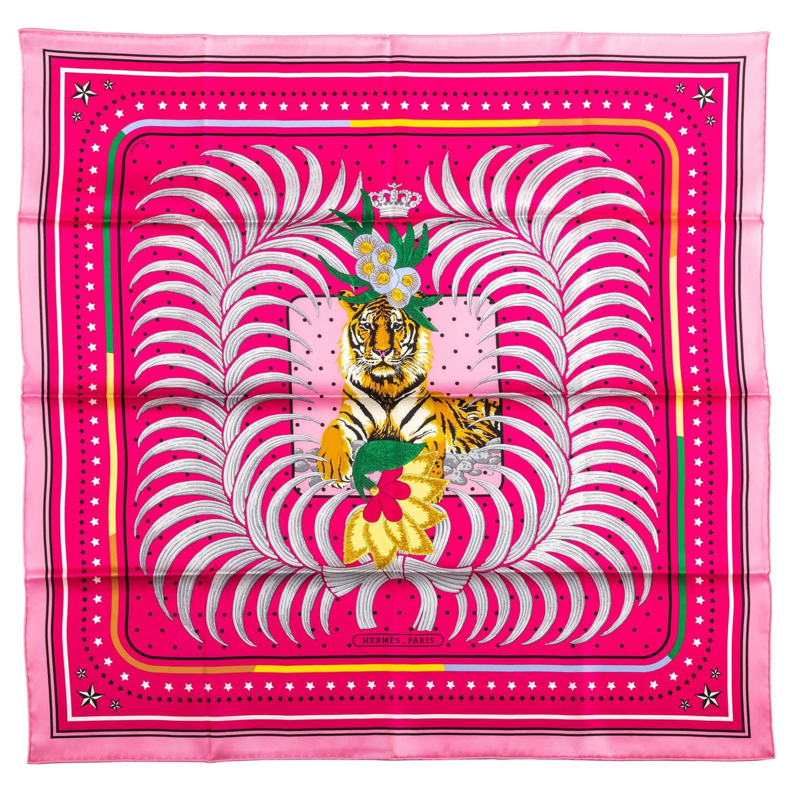 Hermes Limited Edition Imperial Tiger Fuchsia Silk Scarf (1 of 5)