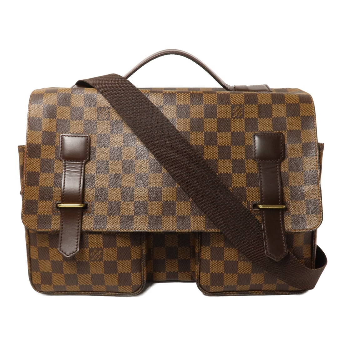 Louis Vuitton Broadway N42270 2 Way Shoulder Bag Damier Ebene Brown: Louis Vuitton Broadway N42270 2 Way Shoulder Bag Damier Ebene Brown Louis Vuitton Broadway 2-way shoulder bag in Damier brown PVC coated canvas. This unisex bag features a structured design with dual 