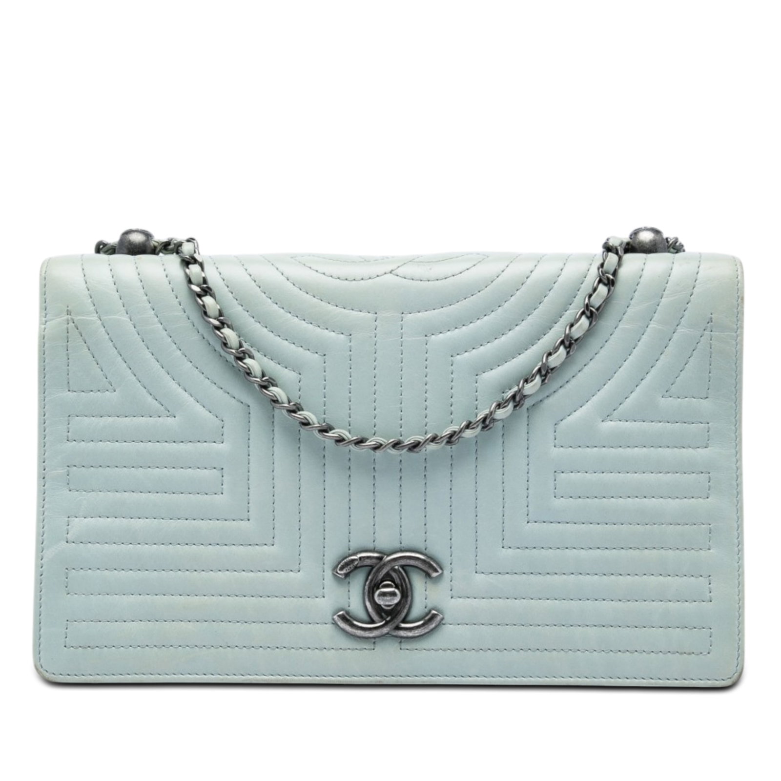 Chanel Korean Garden Medium Flap Bag Quilted Blue Calfskin (1 of 7)