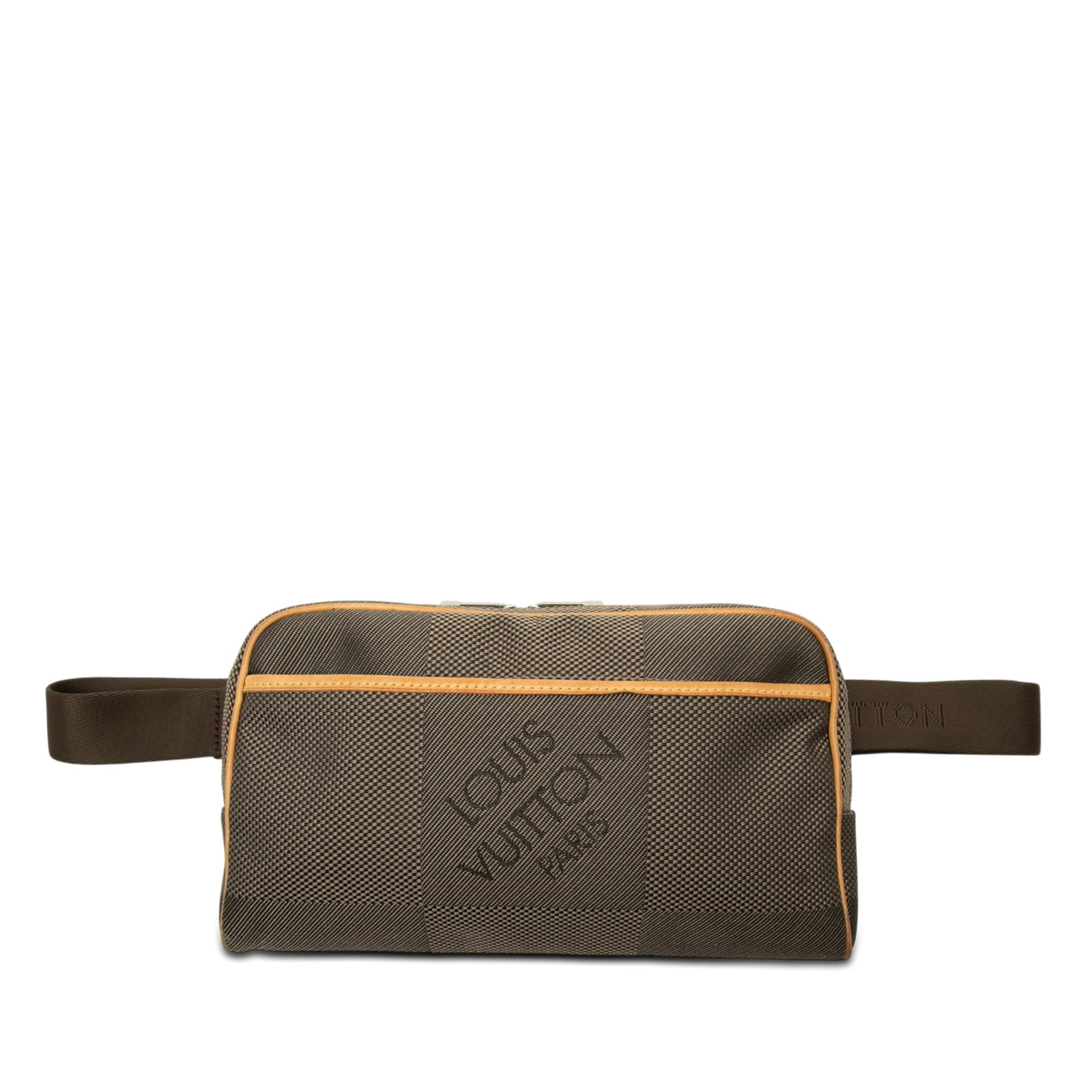 Louis Vuitton Damier Geant Acrobat waist bag brown canvas: Louis Vuitton Damier Geant Acrobat waist bag brown canvas Louis Vuitton Damier Geant Acrobat waist bag in brown fabric with vachetta leather trim. The bag features an adjustable flat waist strap, top 