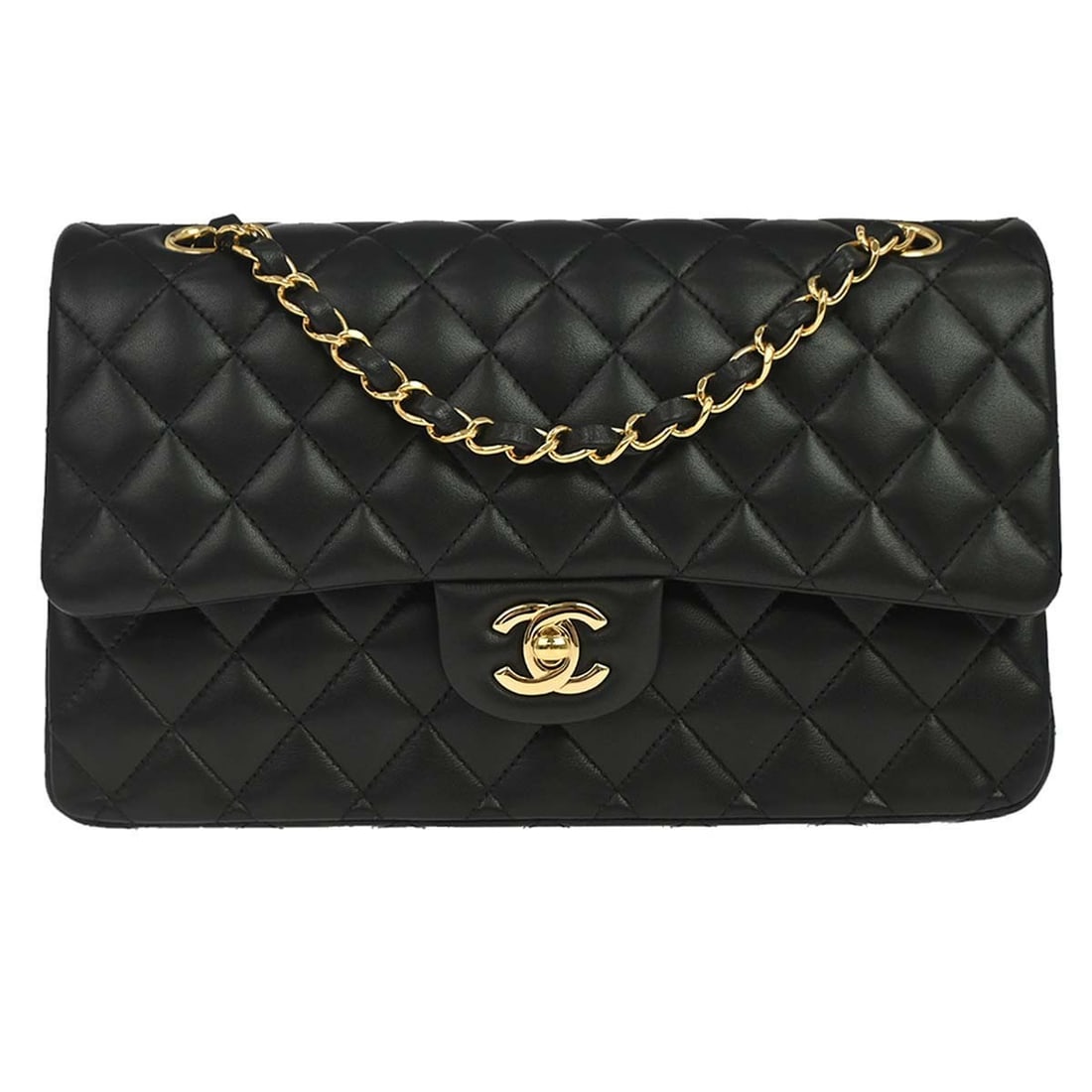 CHANEL Classic Double Flap Medium Shoulder Bag Black Lambskin (1 of 15)