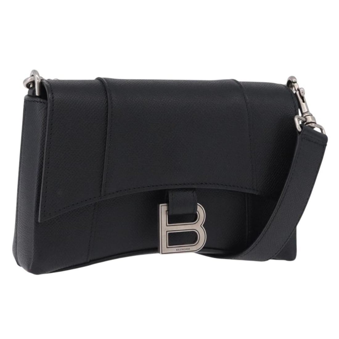 BALENCIAGA 736471 Leather Shoulder Bag Black Silver (1 of 18)
