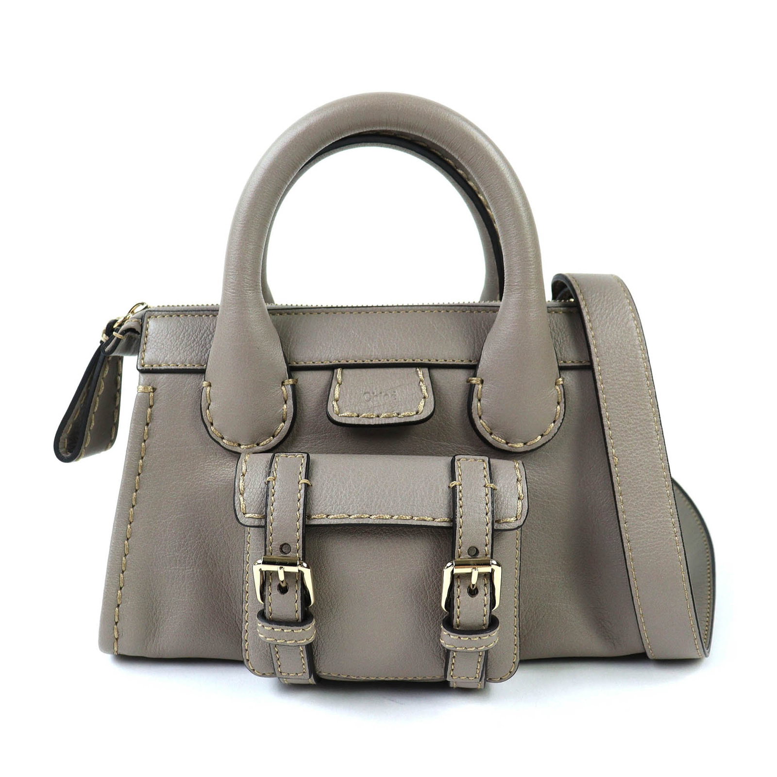 Chloe Edith Day Mini Satchel Gray Buffalo Leather (1 of 12)