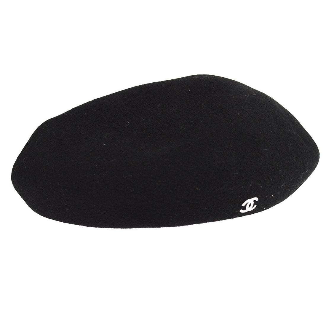 Vintage CHANEL Black Beret Hat with Logo Accent (1 of 5)