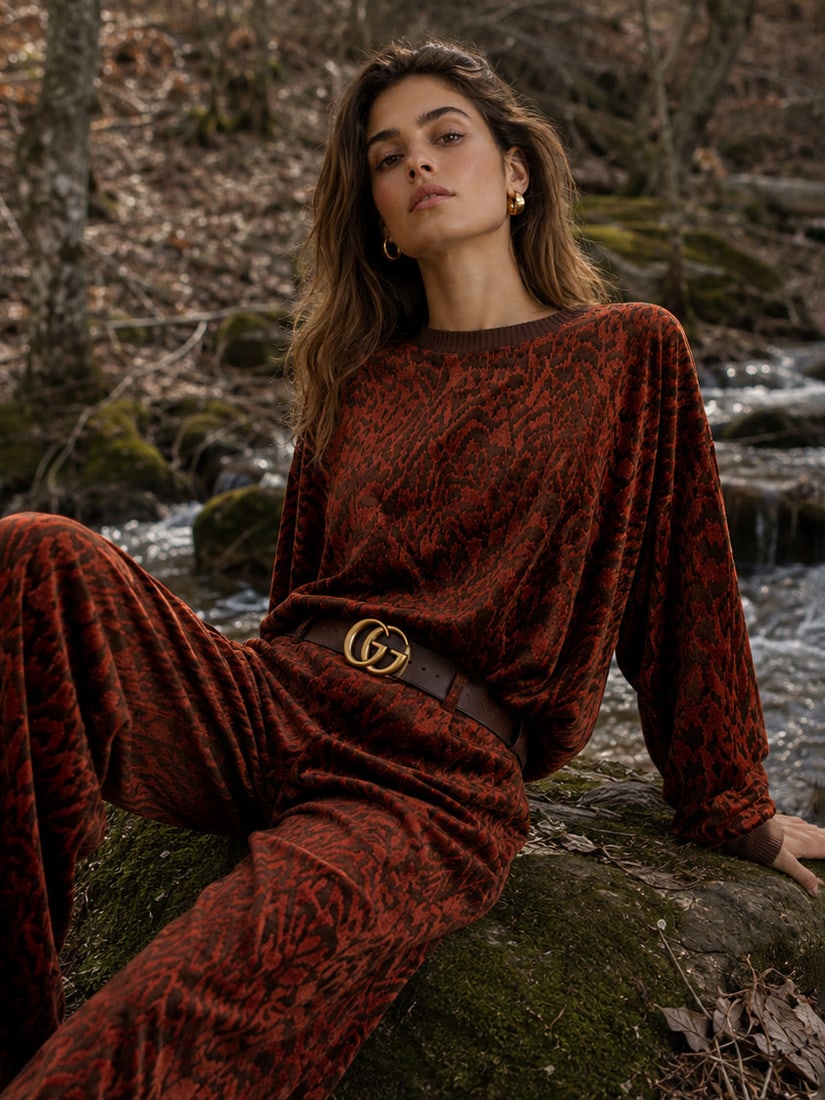 Gianfranco Ferre 1980s Velour Animal Print Top Size 40 (1 of 8)