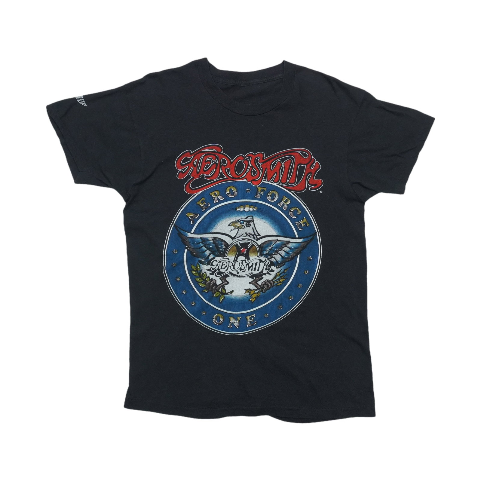 Black 1986 Aerosmith Vintage Tour Shirt 100% Cotton: Black 1986 Aerosmith Vintage Tour Shirt 100% Cotton Original vintage 1986 Aerosmith tour shirt with front and back graphics. This is a true vintage shirt, not a modern reproduction. Sizes vary, so mea