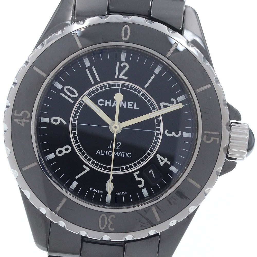 CHANEL J12 H0685 mens automatic wristwatch black ceramic date 38mm (1 of 6)