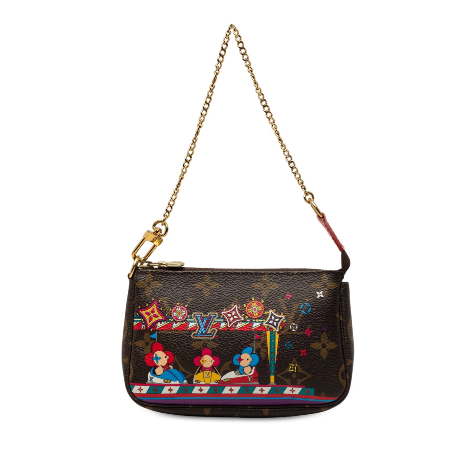 Louis Vuitton Vivienne Christmas Mini Pochette in Monogram Canvas: Louis Vuitton Vivienne Christmas Mini Pochette in Monogram Canvas A Louis Vuitton Monogram Vivienne Christmas Mini Pochette Accessoires made in France. This compact pouch features a monogram canvas bo