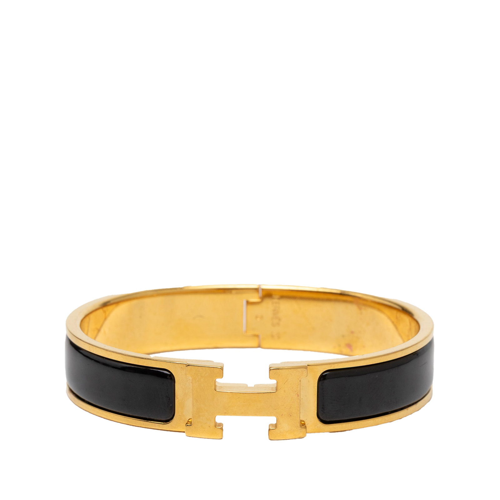 Hermes Clic H PM narrow enamel bracelet black (1 of 5)