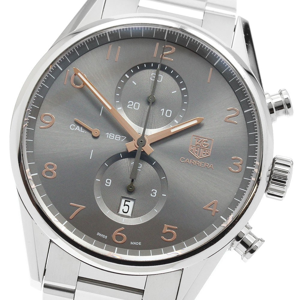 TAG Heuer Carrera CAR2013-0 mens automatic chronograph wristwatch: TAG Heuer Carrera CAR2013-0 mens automatic chronograph wristwatch TAG Heuer Carrera chronograph wristwatch with automatic Caliber 1887 movement. This men's watch features a gray dial with date, chrono