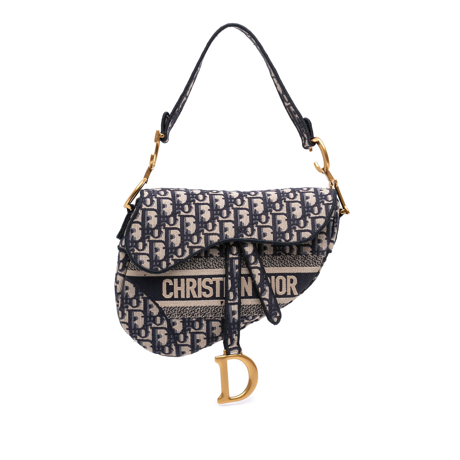 Dior Saddle Bag in Blue Oblique Embroidered Canvas (1 of 7)