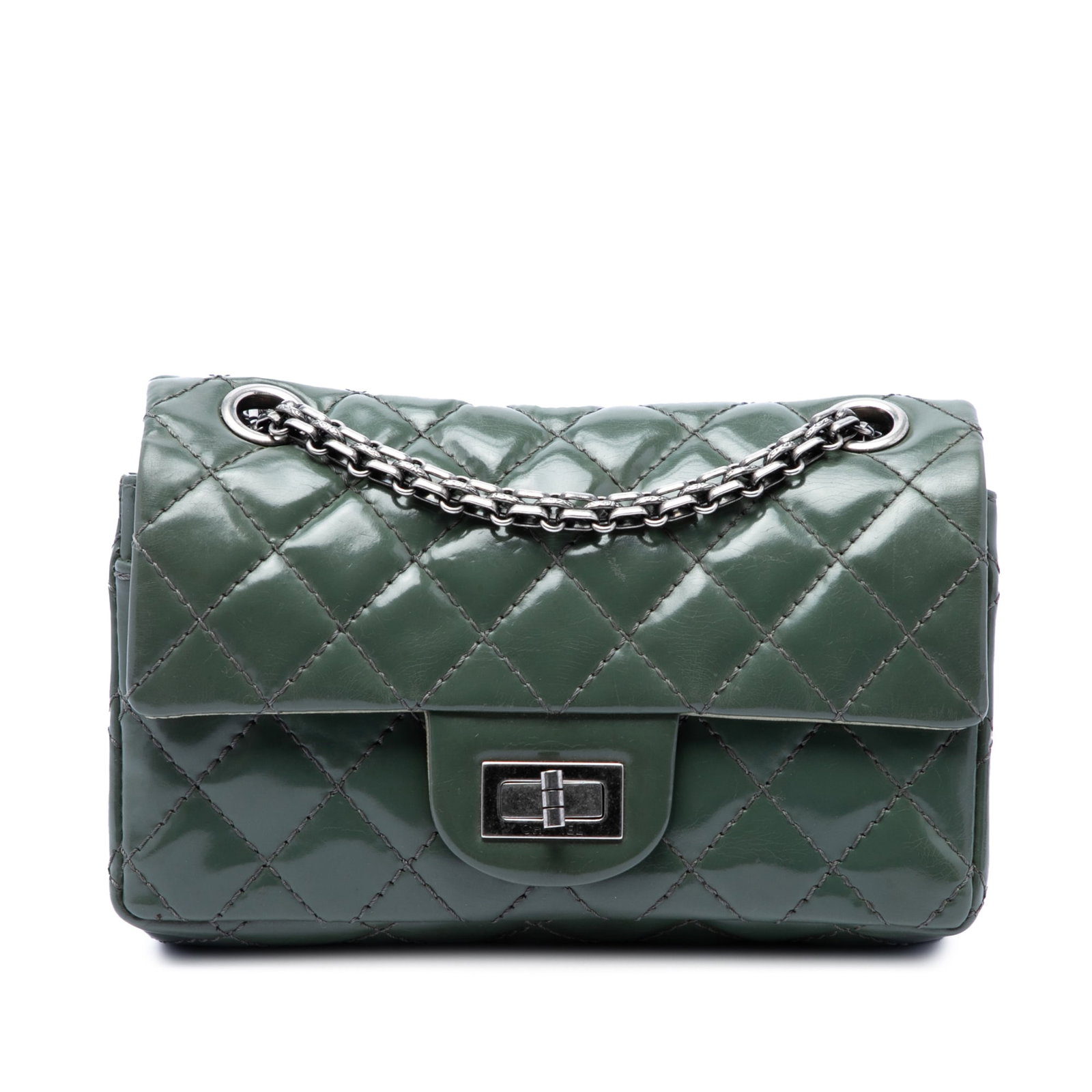 Chanel Reissue 2.55 224 green patent leather shoulder bag (1 of 6)