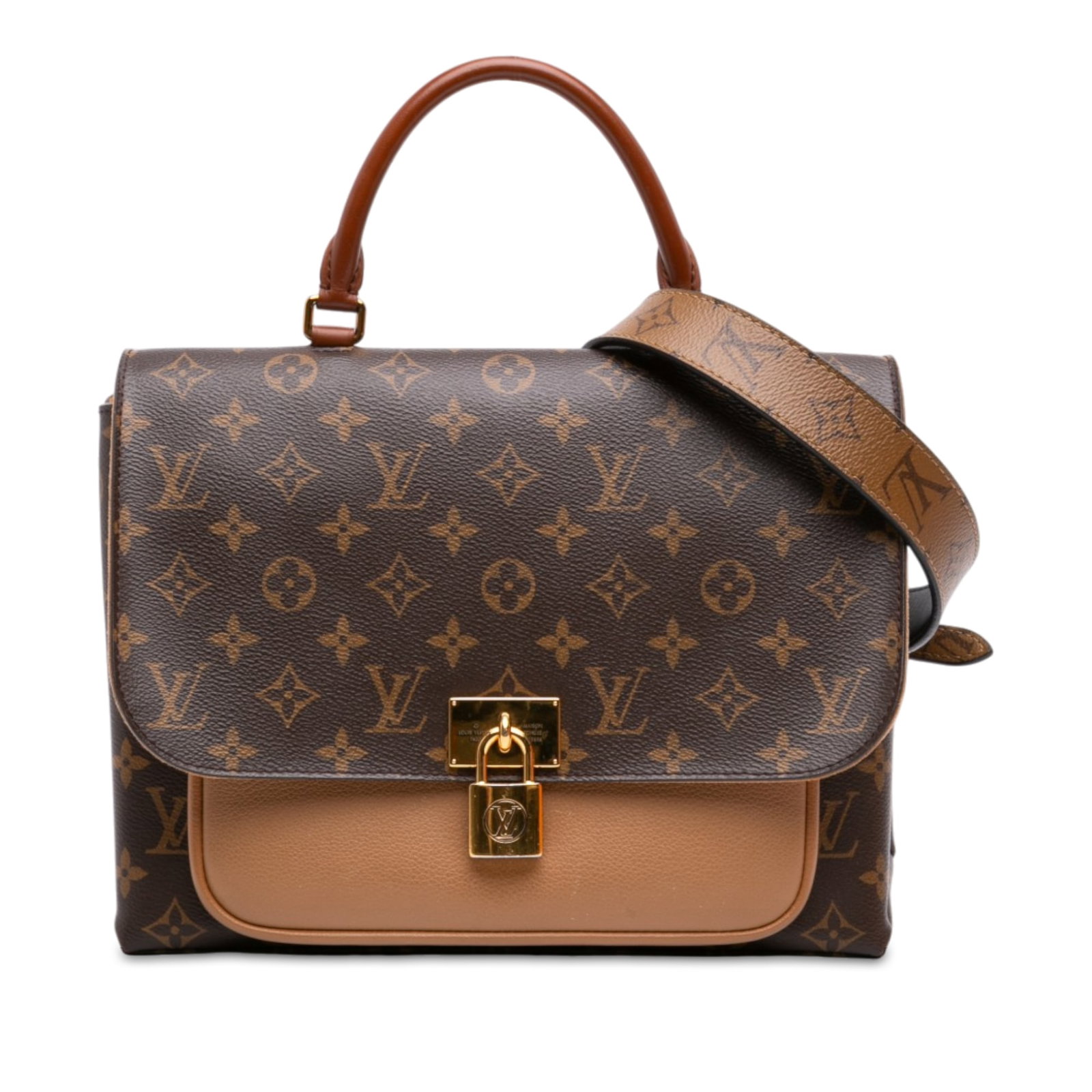 Louis Vuitton Marignan Monogram Canvas Shoulder Bag Brown: Louis Vuitton Marignan Monogram Canvas Shoulder Bag Brown Louis Vuitton Monogram Marignan shoulder bag crafted with a monogram canvas body, rolled leather top handle, and detachable flat leather strap
