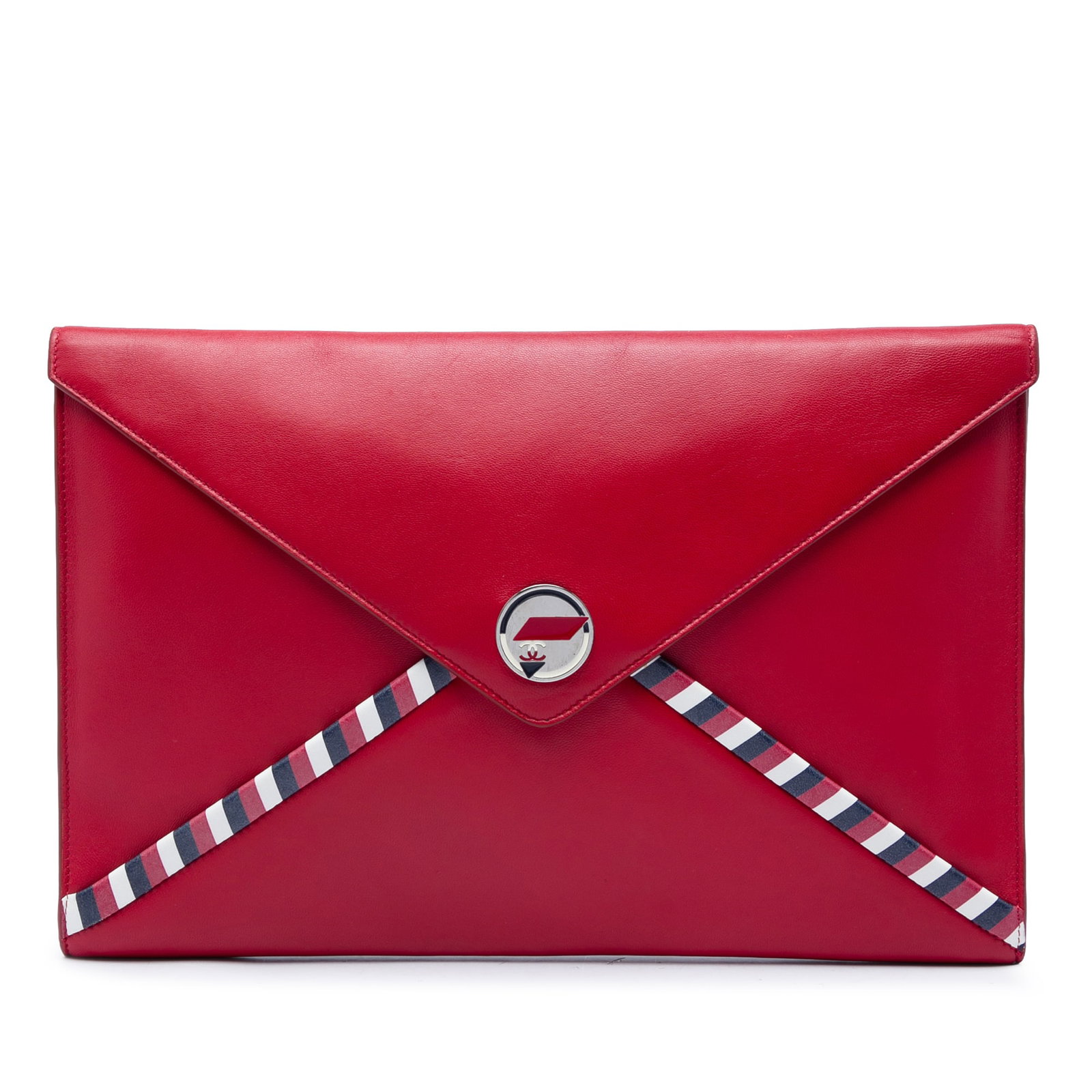 Chanel Airlines Envelope Clutch in Red Lambskin Leather (1 of 5)